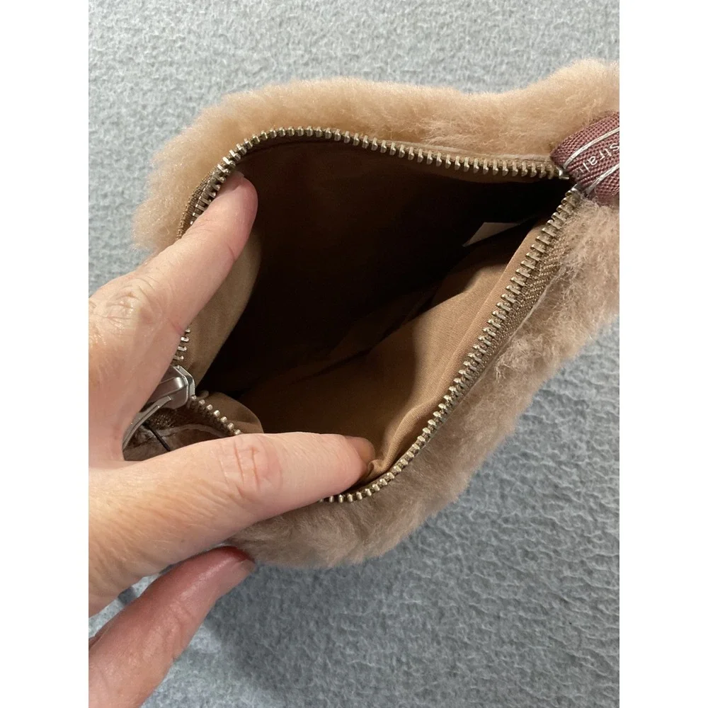 EMU Australia Sheepskin Wristlet Pouch Chestnut Tan Furry Clutch Bag NEW 1459